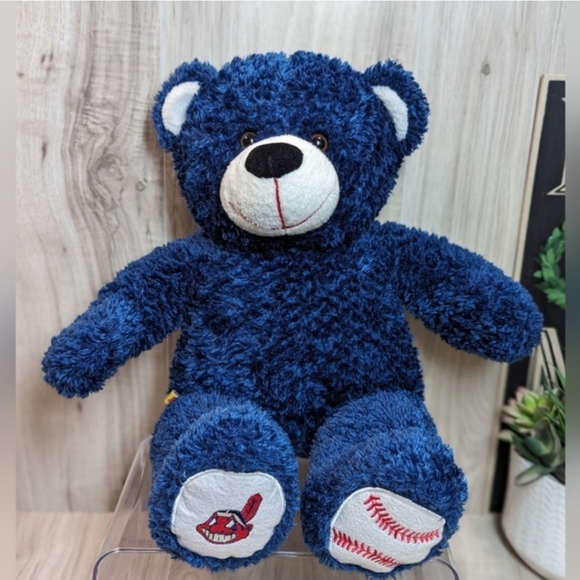 Cleveland Indians Build A Bear Stuffed Animal Vintage 04 BLUE TEDDY BEAR